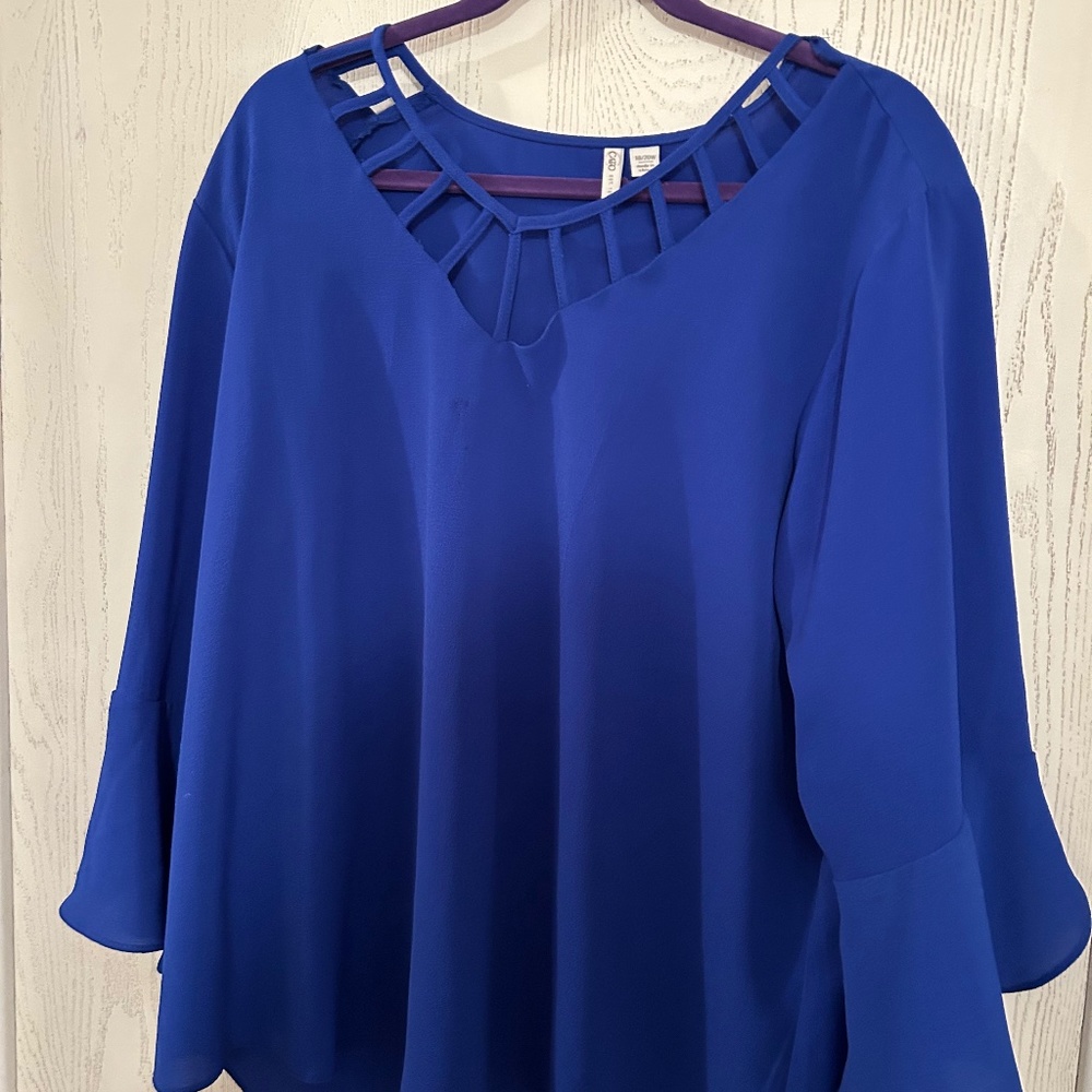 Cato Royal Blue Strappy Neck Blouse 18/20 W